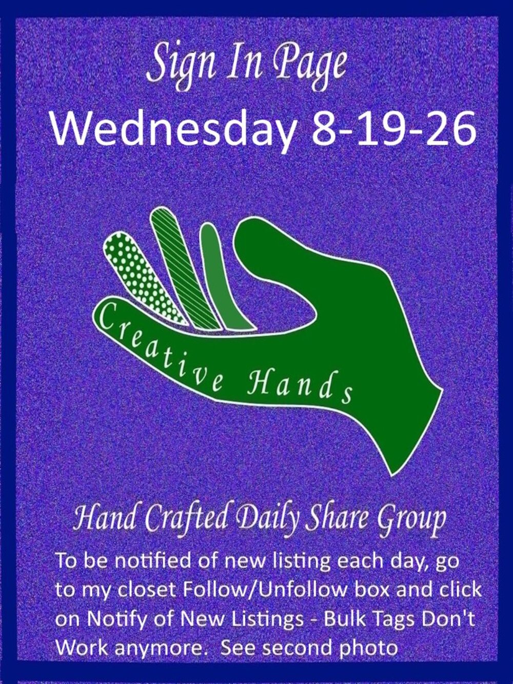 Wednesday 8-19-2026 Hand Crafted Handmade Share Group Part One - Sign In